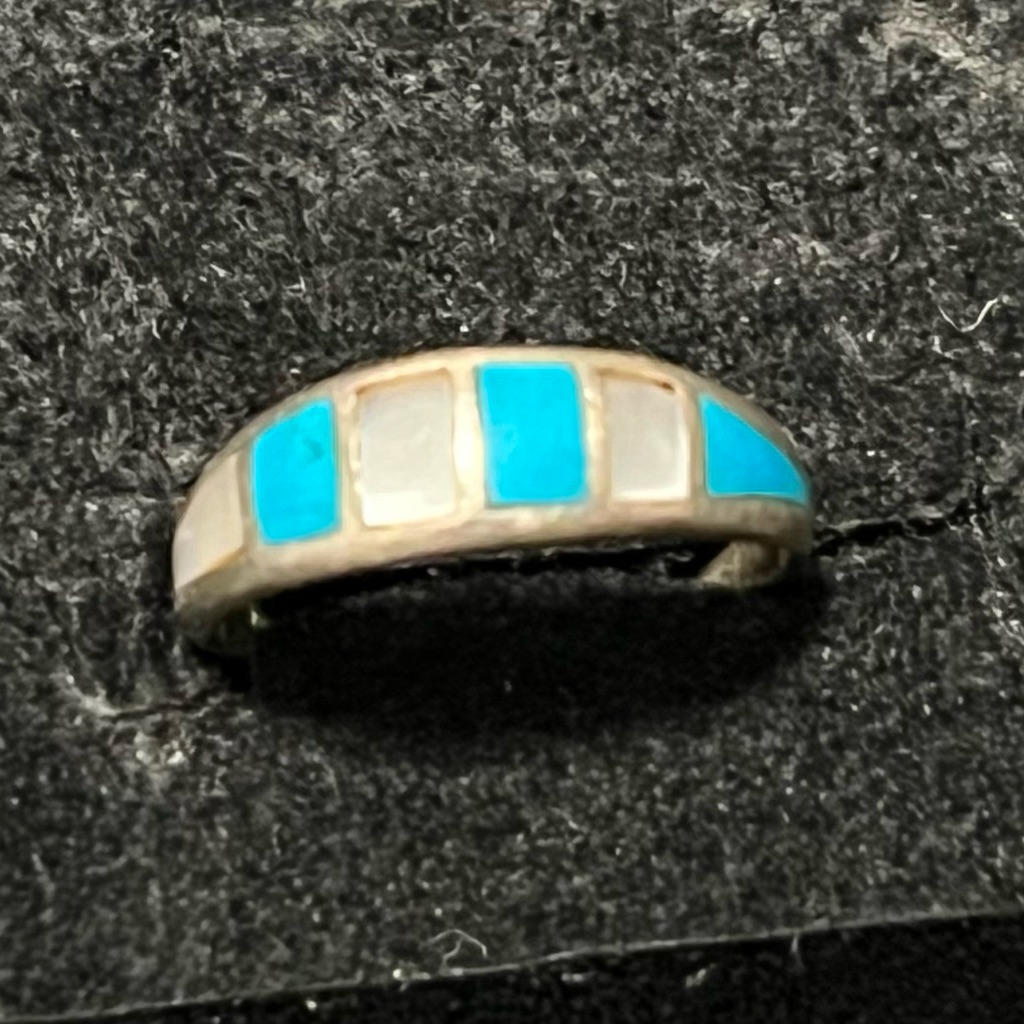 Navajo Native American .925 Silver And Turquoise Ring Size 5